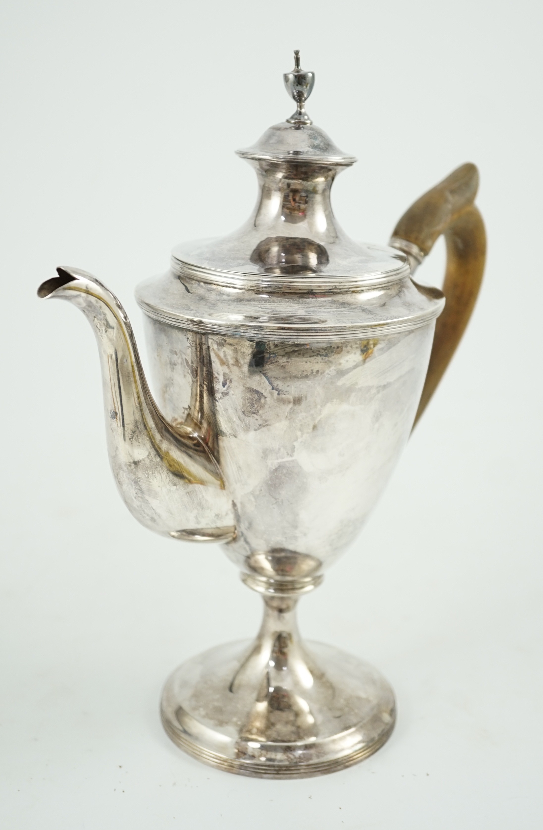 A George III silver pedestal coffee pot, by John Emes